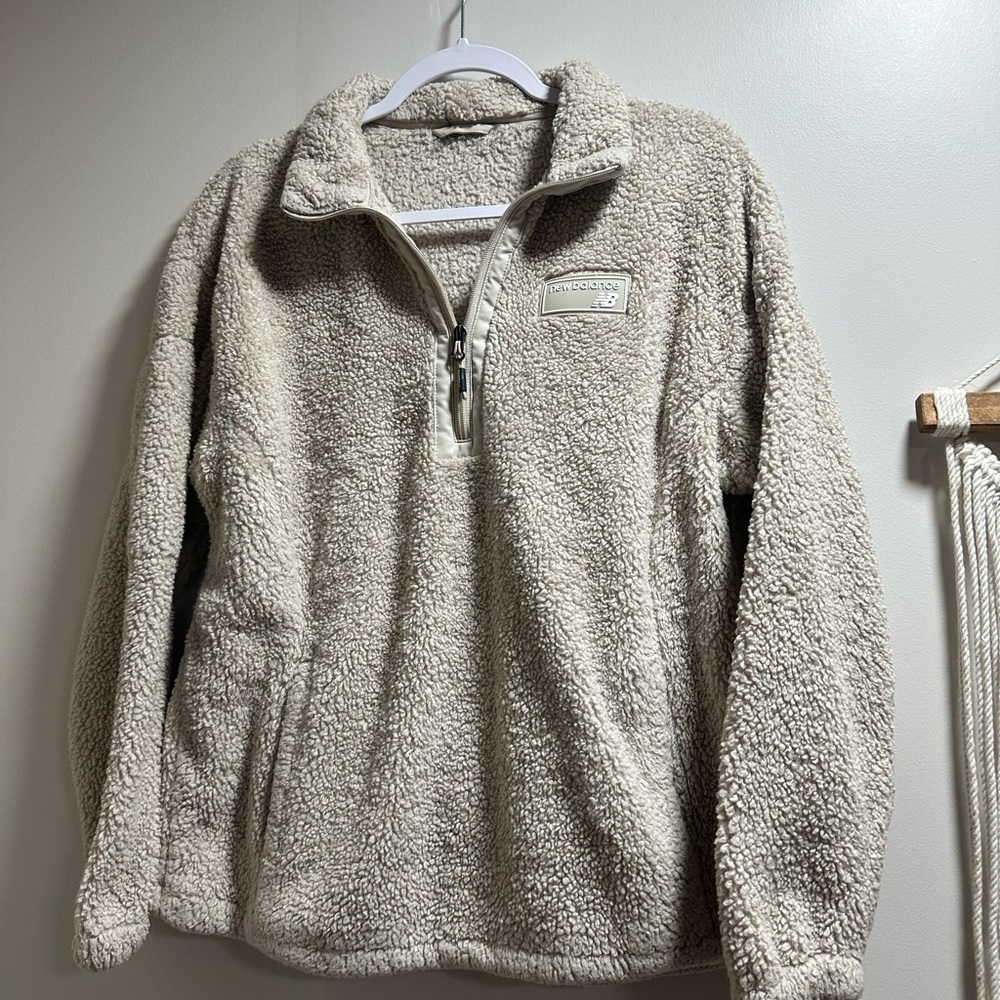 New Balance Beige Sherpa Half-Zip Hoodie